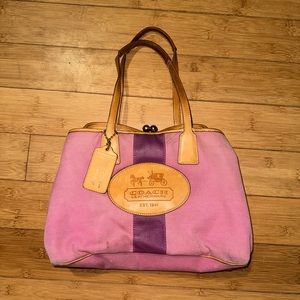 Coach Pink and Purple Canvas Shoulder Bag